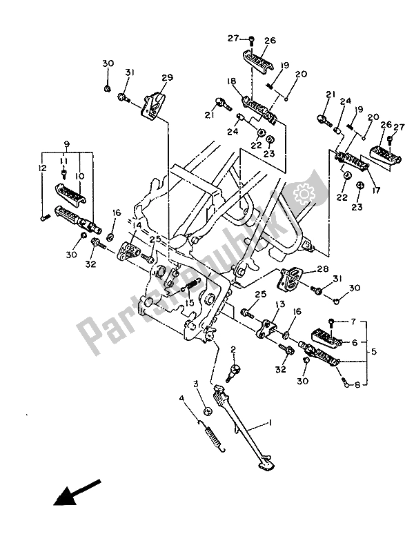 Todas as partes de Suporte E Apoio Para Os Pés do Yamaha FZ 600 1986