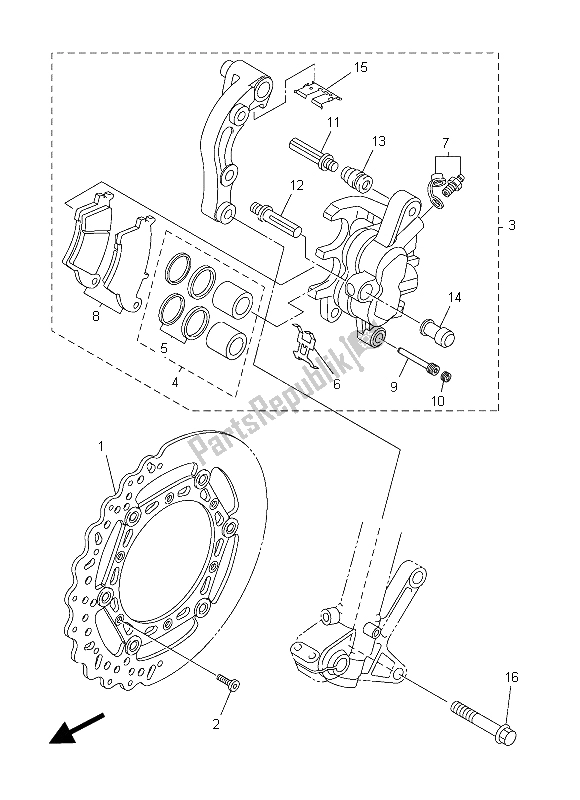 Tutte le parti per il Pinza Freno Anteriore del Yamaha YZ 250 2015