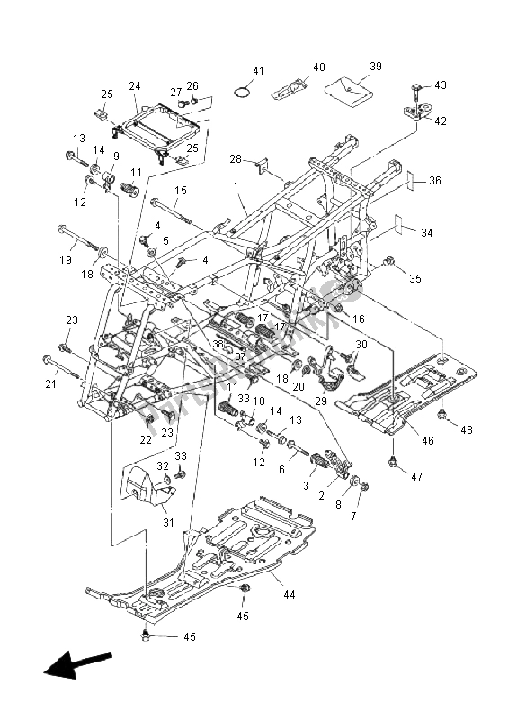 All parts for the Frame of the Yamaha YFM 450F Grizzly EPS 2011