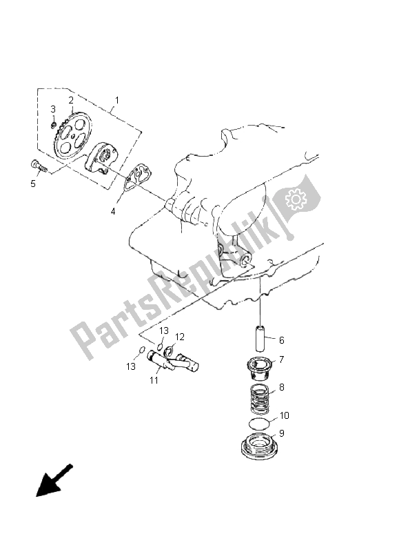 All parts for the Oil Pump of the Yamaha YFM 125 Grizzly 2008