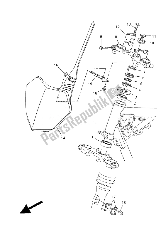 Todas as partes de Direção do Yamaha TT R 125 LW 2013