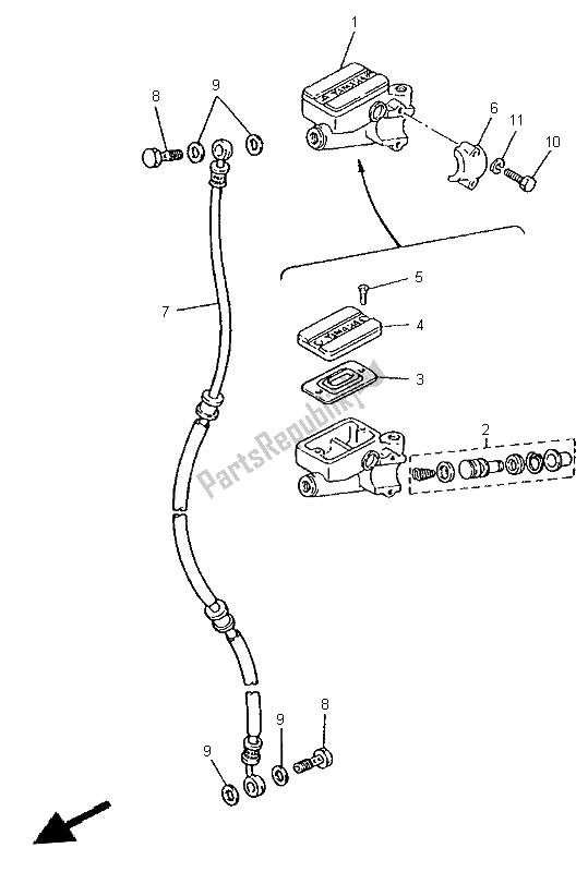Tutte le parti per il Pompa Freno Anteriore del Yamaha XV 535 Virago 1999