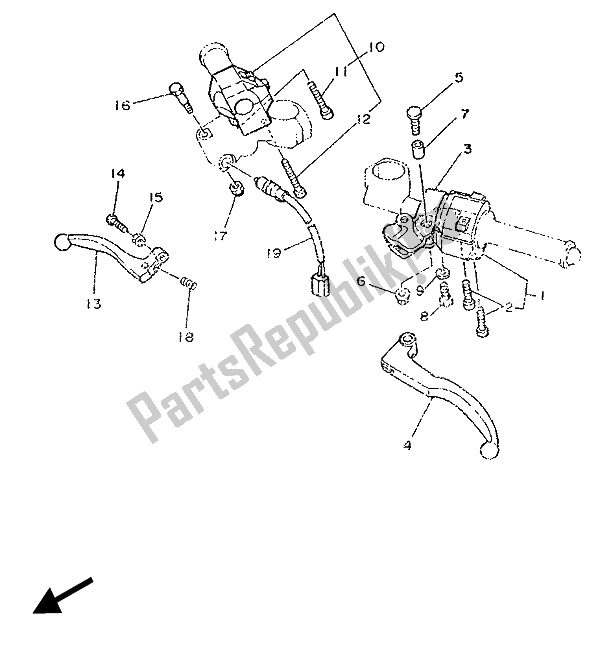 Toutes les pièces pour le Interrupteur Et Levier De Poignée du Yamaha TZR 250 1989