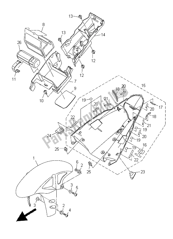 All parts for the Fender of the Yamaha YZF R1 1000 2014