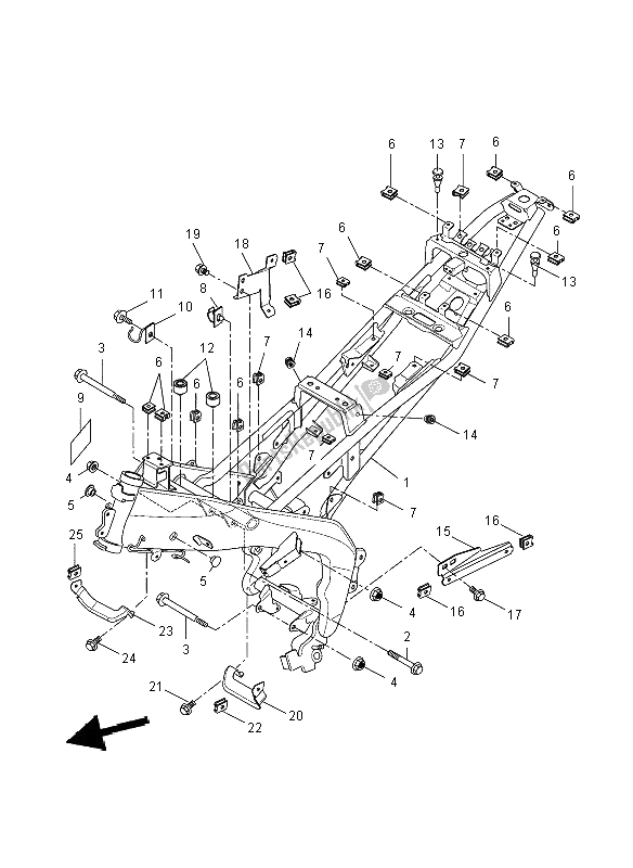 Tutte le parti per il Telaio del Yamaha YZF R 125 2008