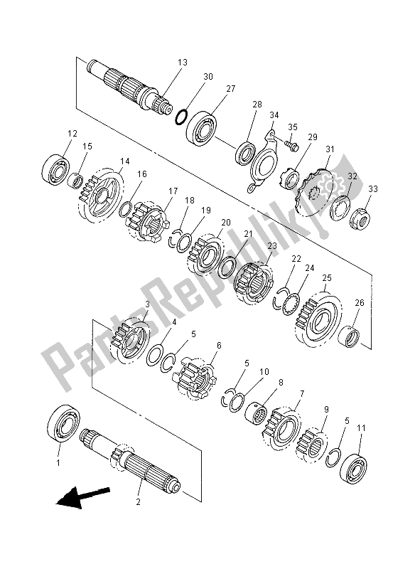 All parts for the Transmission of the Yamaha YZ 450F 2008