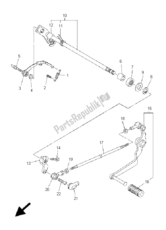 All parts for the Shift Shaft of the Yamaha FZ1 NA Fazer 1000 2011