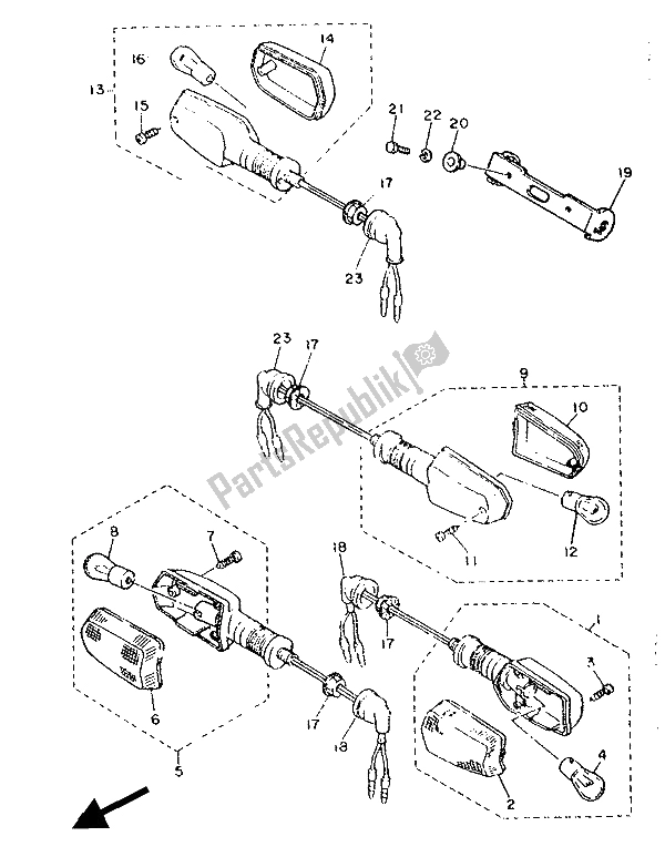 Todas as partes de Luz Intermitente do Yamaha FZ 600 1986