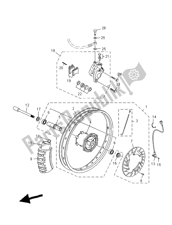 All parts for the Front Wheel & Brake System of the Yamaha XT 125R 2007
