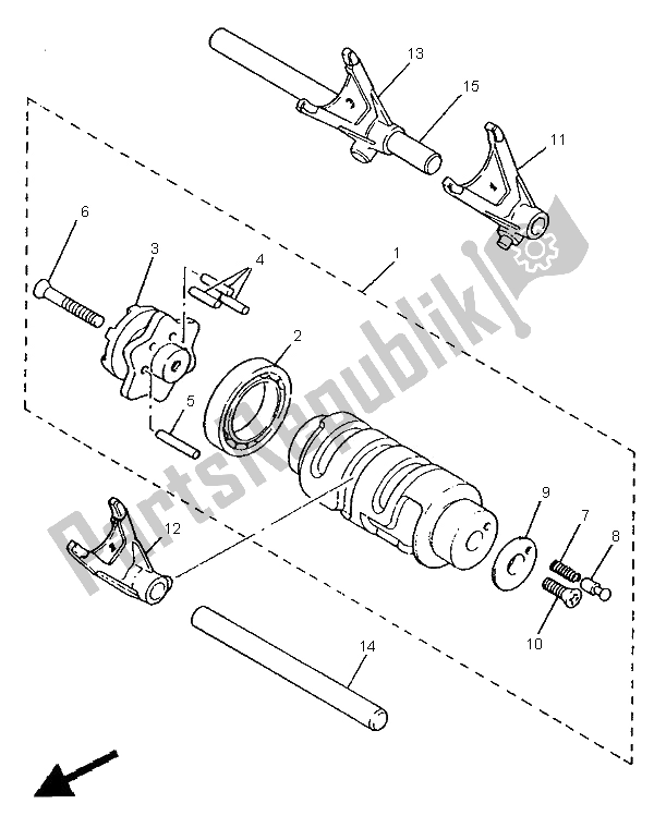 All parts for the Shift Cam & Fork of the Yamaha XV 535 S Virago 1995