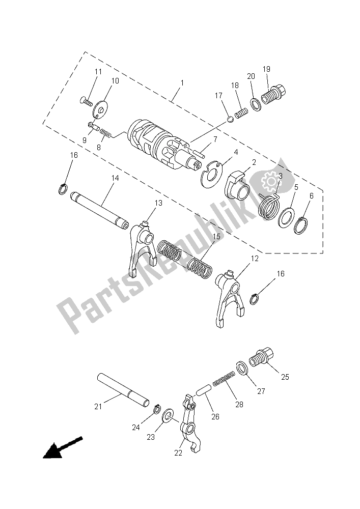 Toutes les pièces pour le Came Et Fourchette De Changement De Vitesse du Yamaha YFM 700 Fwad Grizzly EPS 2015