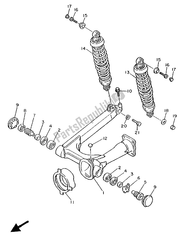 Toutes les pièces pour le Suspension Du Bras Arrière du Yamaha XV 1100 Virago 1994