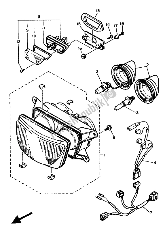 Toutes les pièces pour le Phare du Yamaha FZR 600 Genesis 1991