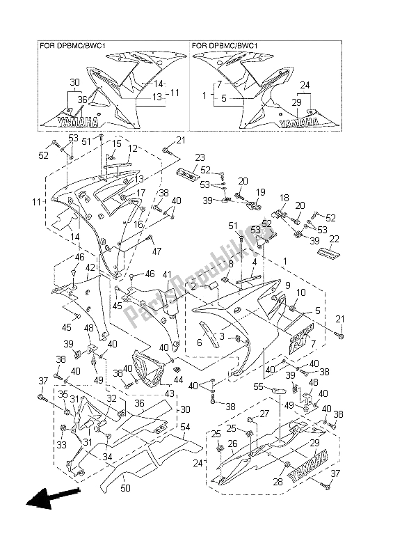 Tutte le parti per il Cowling 2 del Yamaha YZF R1 1000 2002