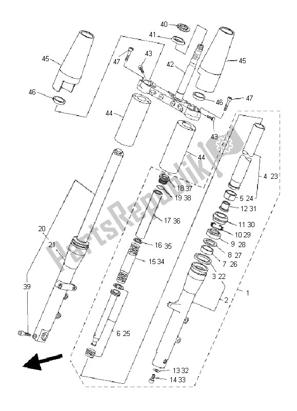 Toutes les pièces pour le Fourche Avant du Yamaha XVS 1300A 2011