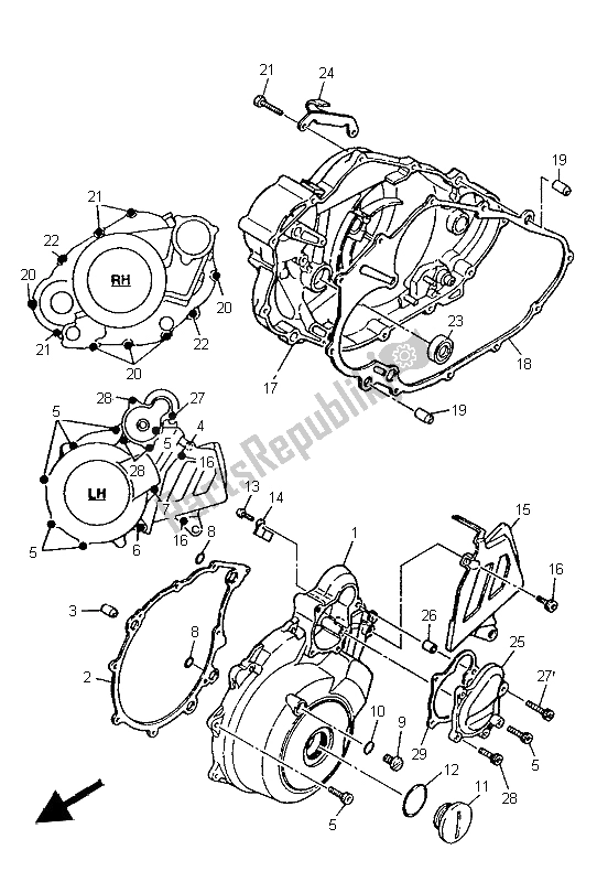 Wszystkie części do Pokrywa Skrzyni Korbowej 1 Yamaha XT 600E 1999