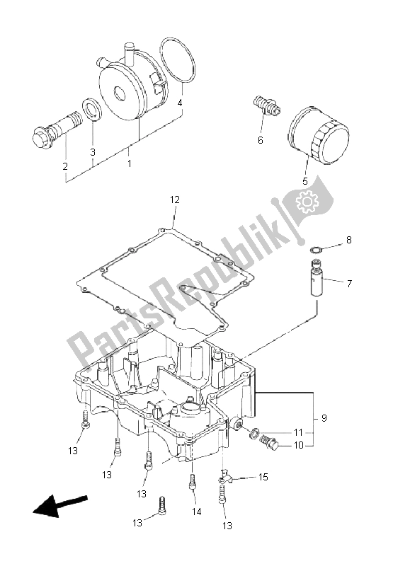 All parts for the Oil Cleaner of the Yamaha FZ6 Sahg 600 2009