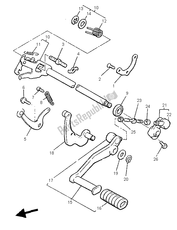 All parts for the Shift Shaft of the Yamaha V MAX 12 1200 1997