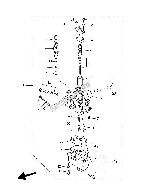 Alle onderdelen voor de Carburator van de Yamaha TT R 90E 2004