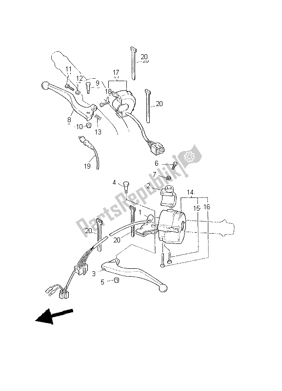 All parts for the Handle Switch & Lever of the Yamaha XT 600E 2002