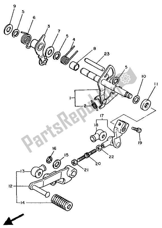 Alle onderdelen voor de Schakelas van de Yamaha XV 750 Virago 1992