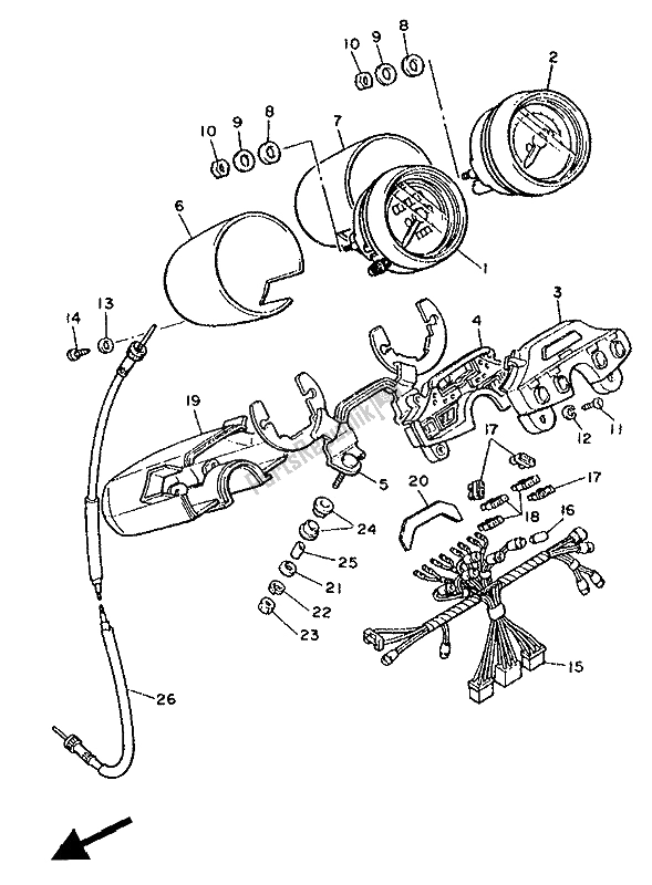 Toutes les pièces pour le Mètre du Yamaha XV 1000 SE Virago 1988