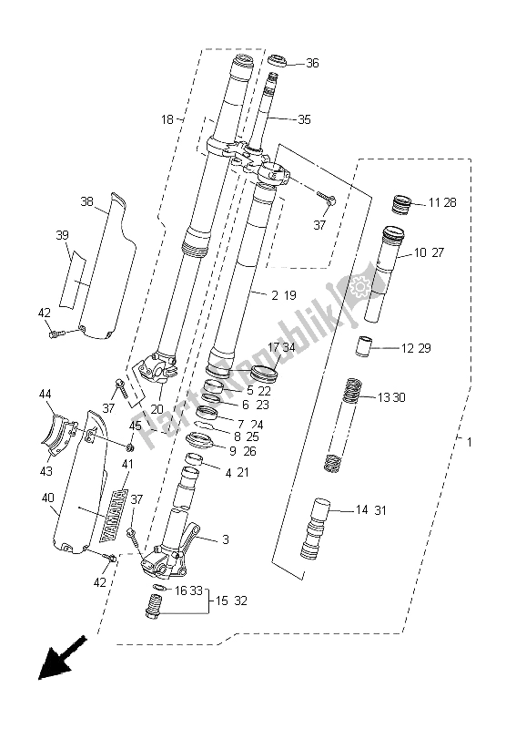 Wszystkie części do Przedni Widelec Yamaha YZ 450F 2005