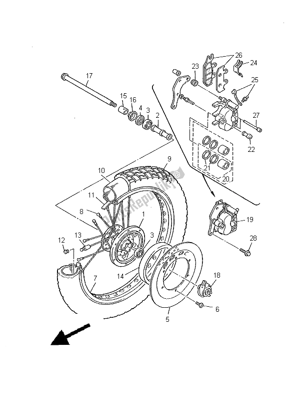 Todas las partes para Rueda Delantera de Yamaha XT 600E 2000