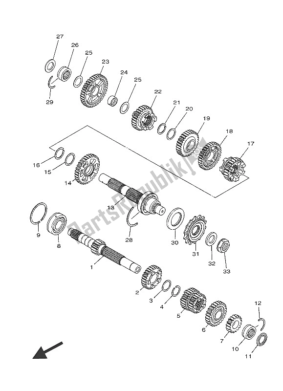 All parts for the Transmission of the Yamaha YZF R3A 300 2016