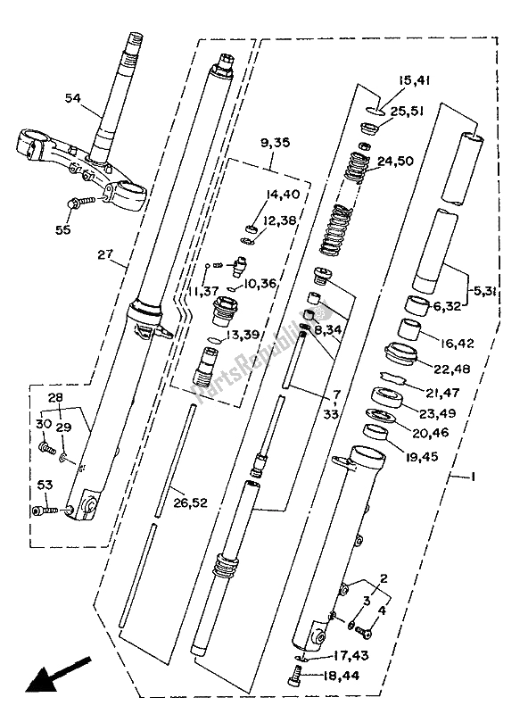 Todas las partes para Tenedor Frontal de Yamaha TDM 850 1991