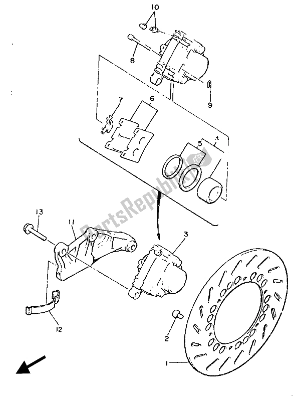 Tutte le parti per il Pinza Freno Posteriore del Yamaha XJ 600 1989