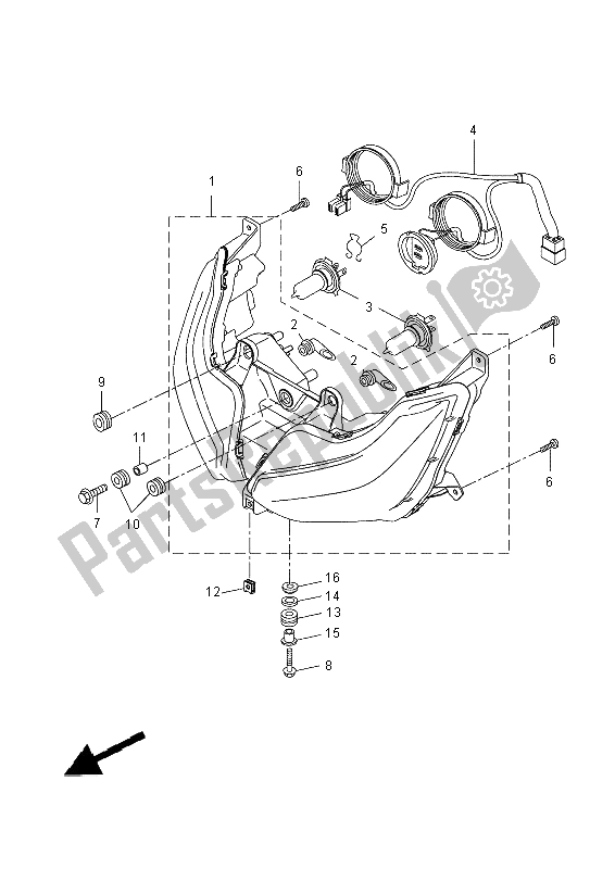 All parts for the Headlight of the Yamaha YP 400 RA 2014