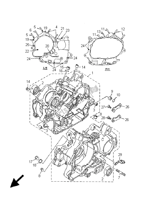 Tutte le parti per il Carter del Yamaha XV 535 Virago 25 KW 2001