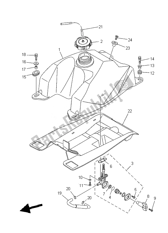 Tutte le parti per il Serbatoio Di Carburante del Yamaha YFM 450 FX Wolverine 4X4 2010