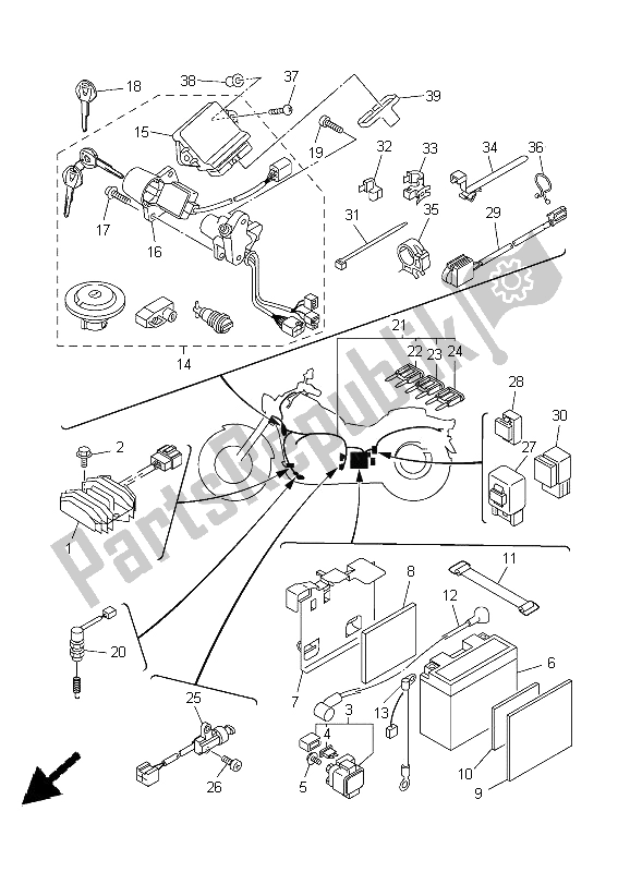 All parts for the Electrical 1 of the Yamaha XVS 650A Dragstar Classic 2005