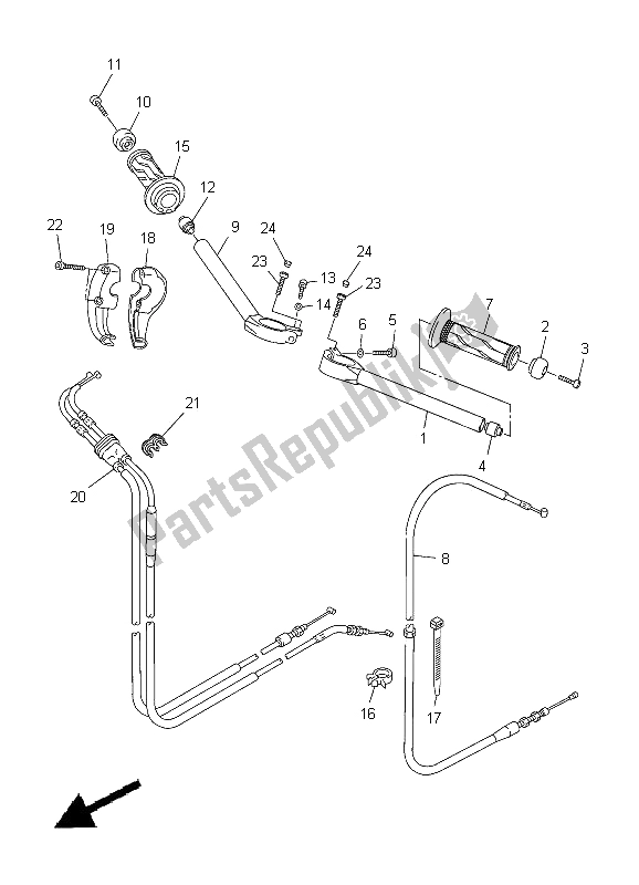 Todas as partes de Manivela E Cabo De Direção do Yamaha YZF R6 600 2012