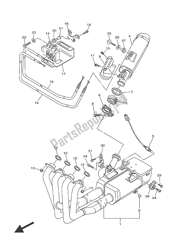 Tutte le parti per il Scarico del Yamaha YZF R6 600 2016