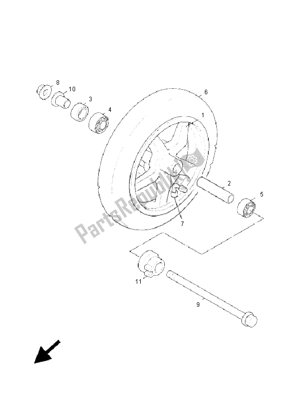 All parts for the Front Wheel of the Yamaha NXC 125 Cygnus X 2009