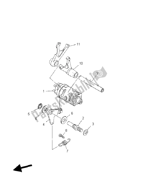 All parts for the Shift Cam & Fork of the Yamaha TT R 50E 2008