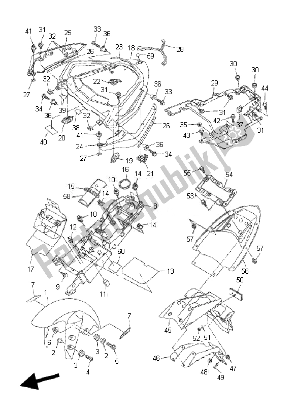 Tutte le parti per il Parafango del Yamaha FZ1 SA Fazer 1000 2007