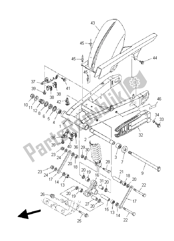 Todas las partes para Brazo Trasero de Yamaha TDM 900A 2008