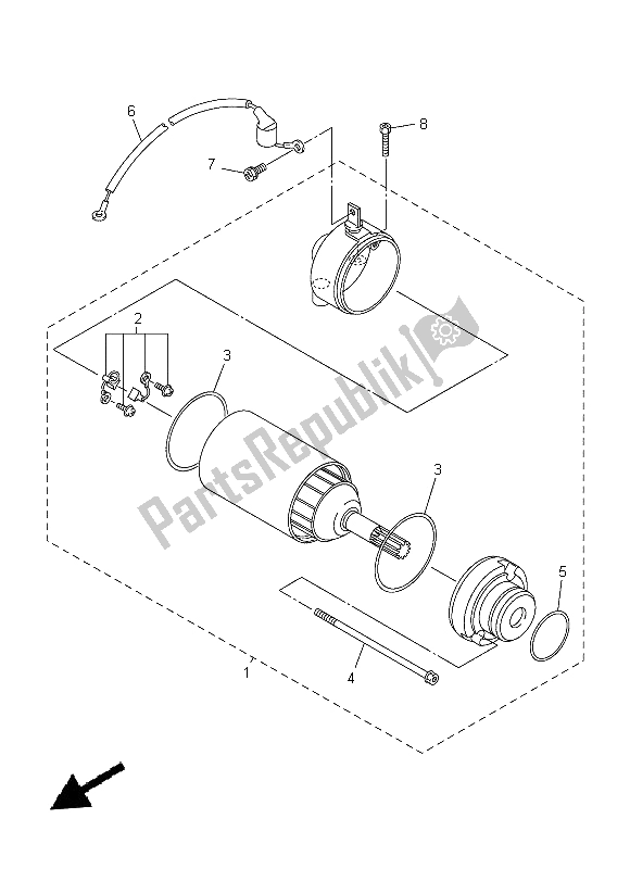 All parts for the Starting Motor of the Yamaha WR 250F 2014