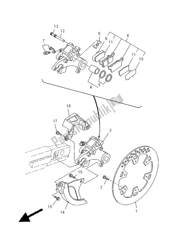 Tutte le parti per il Pinza Freno Posteriore del Yamaha YZ 125 2000