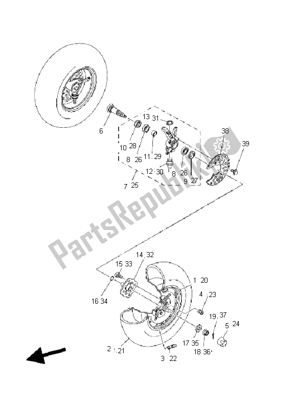 All parts for the Front Wheel of the Yamaha YFM 350X Wolverine 2X4 2006