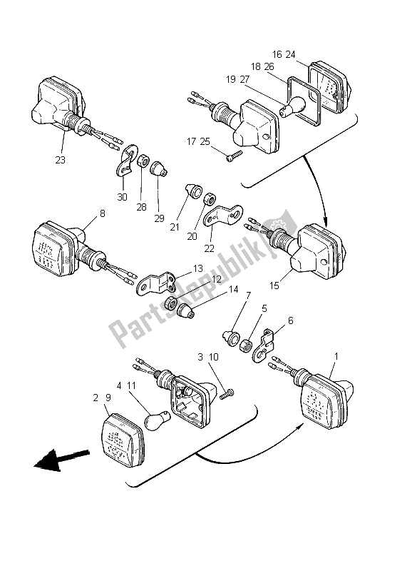 Tutte le parti per il Luce Lampeggiante del Yamaha DT 125R 2002