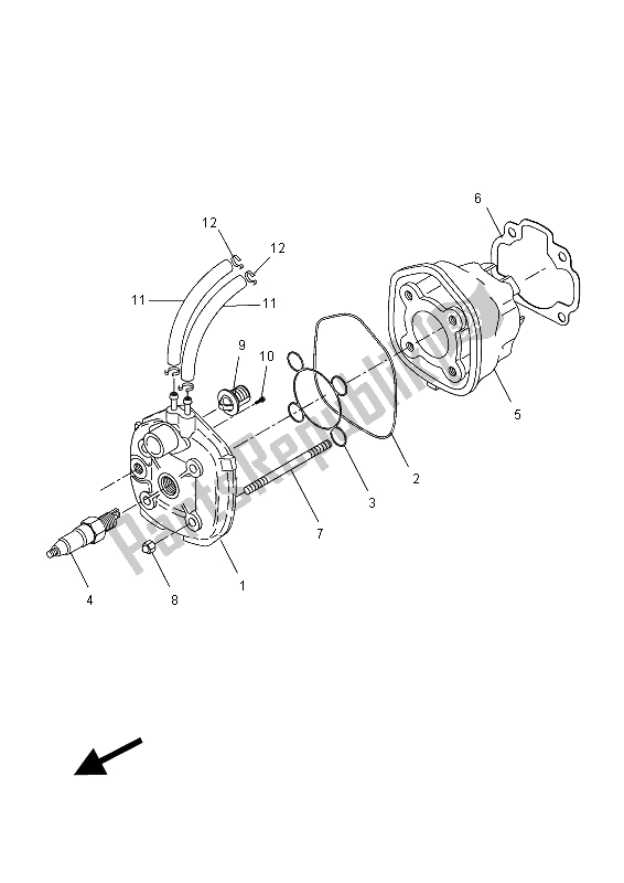 All parts for the Cylinder Head of the Yamaha NS 50 2015