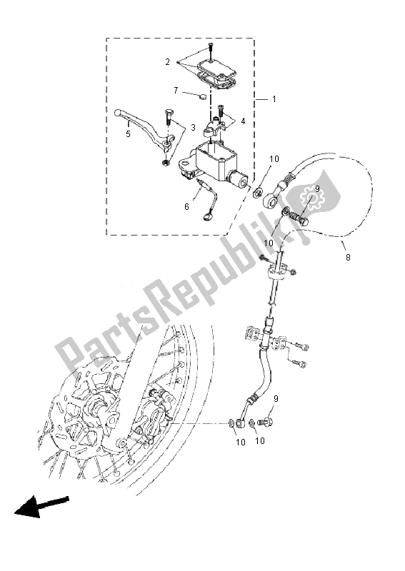 All parts for the Front Master Cylinder of the Yamaha WR 125R 2010