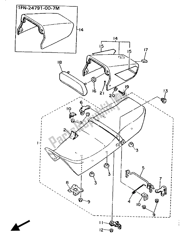 Todas las partes para Asiento de Yamaha FZ 750 Genesis 1989