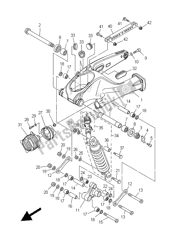 All parts for the Rear Arm & Suspension of the Yamaha XT 1200Z 2014