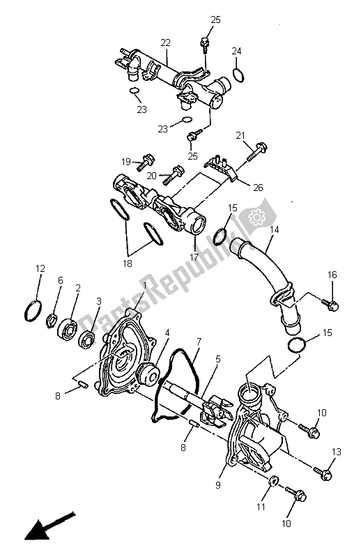 Toutes les pièces pour le Pompe à Eau du Yamaha YZF 750 SP 1995